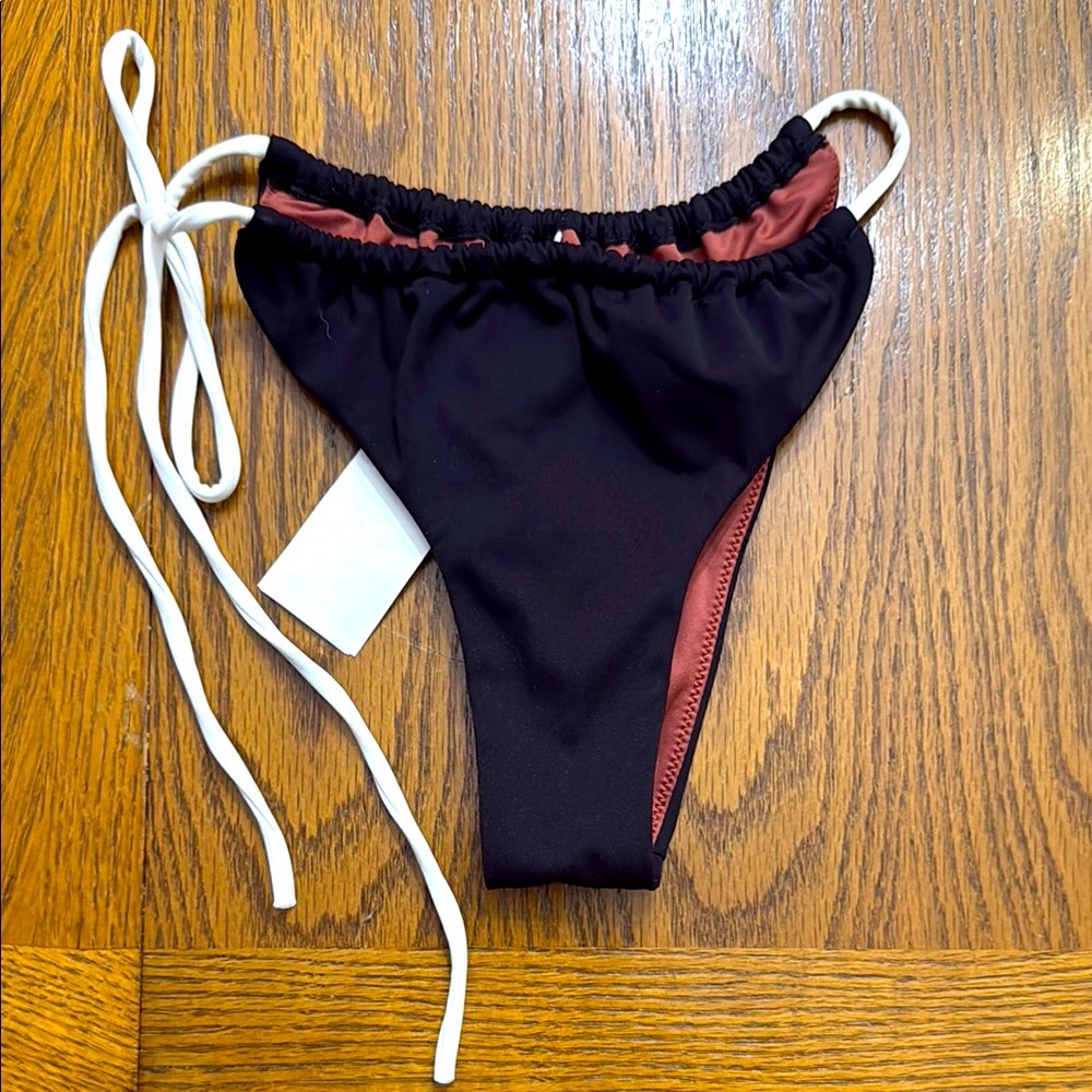 Black Bikini Bottom with White Ties